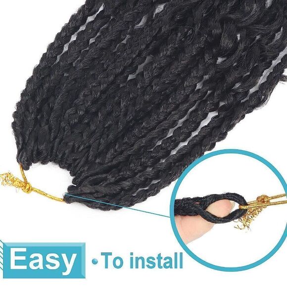 8 Packs  Boho Box Braids Crochet Hair With Curly Ends 14 Inch #1b  FR8 - Picture 3 of 9